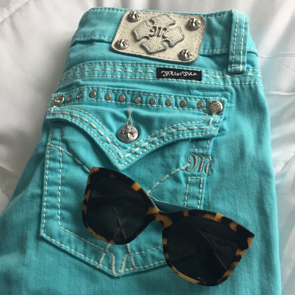 Miss Me Turquoise Skinny Jeans